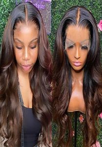 Ombre Brown 360Lace Frontal Wigs Brésilien Ondulé Lace Front Perruque de Cheveux Humains 1B30 Fermeture Wigss Pour Femmes full LaceWigs180 Pre Pluc5409834