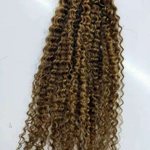 OMBRE BROWN BLONDE I TIP HUNS HAAR EXTRESSEN WATER Curly Microlinks 200Strand/Pack 0.7G Gratis schip 10-24inch Keratin Haurextensions GoldenBrown