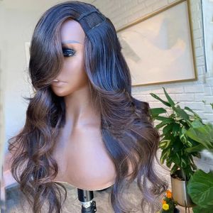 Ombre Brown Loose Wave U Part Pelucas 100% cabello humano Remy brasileño 250 densidad 30 pulgadas Glueless Full Machine Pelucas medio onduladas