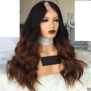 Ombre Chocolate Marrón Onda suelta U Parte Pelucas 100% Cabello humano Remy peruano 250 densidad 30 pulgadas Sin pegamento Máquina completa Medias pelucas