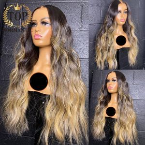 Ombre kleur 13x6 kanten voorpruiken voor vrouwen Braziliaanse Remy Human Hair Body Wave -pruik vooraf geplukte haarlijn