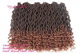 OMBRE COLOR GODDESS LOCS HAIR Marley Trenzado Extensiones de cabello Envío 2021 Moda 18 pulgadas Trenzas de crochet Hald Wave Hald Curly Fo3913241