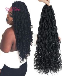 Ombre Color Goddess locs cabello marley trenzado extensiones de cabello de 18 pulgadas trenzas de crochet media ola media rizada mechas bohemias para mujeres 4709371