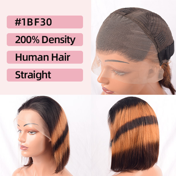 Ombre couleur Stripe Lace Wig Bobohair Full Frontal Bobo Hair Wig Human Heuvrairiez Real Headgear Shortwigs Humanhair Wig
