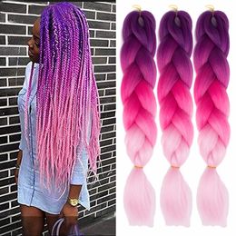 Ombre Couleurs Synthétique Kanekalon Jumbo Tressage Cheveux 24 pouces 100 g/pack Jumbo Tresses Kanekalon Xpression Tressage Cheveux Crochet Tresses Cheveux