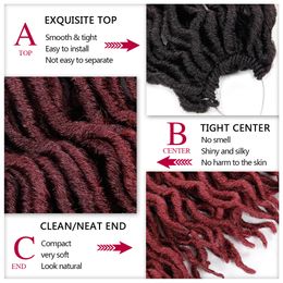 Ombre Bouclés Crochet Cheveux Synthétique Tressage Extensions de Cheveux Déesse Faux Locs 18 pouces et 20 pouces Doux Dreads Dreadlocks Cheveux