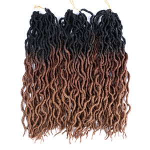 Ombre Crochet Crochet Hair Synthetic Tressant Extensions de cheveux Déesse Faux Locs 18 pouces Draines douces Dreads Dreadlocks Cheveux avec Marley