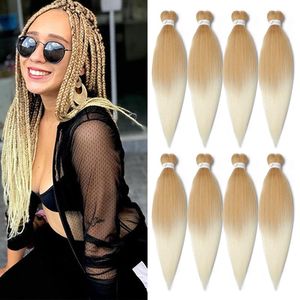 Ombre cheveux tressés faciles pré-étirés 26 pouces Yaki Texture Crochet Tresses Réglage de l'eau chaude Extension de cheveux synthétiques 90g / pcs E2