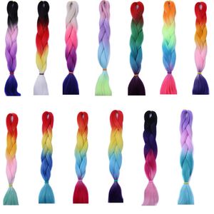 Ombre vier kleuren synthetisch vlechten haar bulk 24inch 100 g jumbo vlechten hair extensions groothandelsprijs