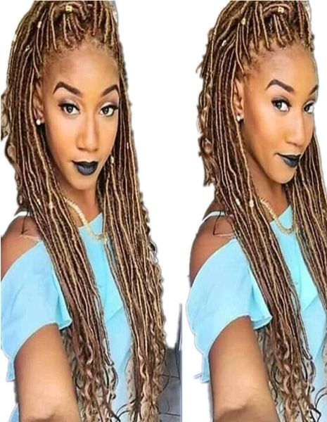 Ombre déesse faux locs 22 pouces déesse locs cheveux moitié droite moitié bouclés tresses extension de cheveux synthétiques crochet tressage cheveux fo5454656