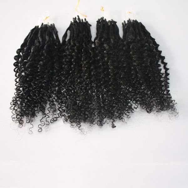 Ombre gris couleur liaison anneau curly micro boucle extensions de cheveux humains 200gr 200s