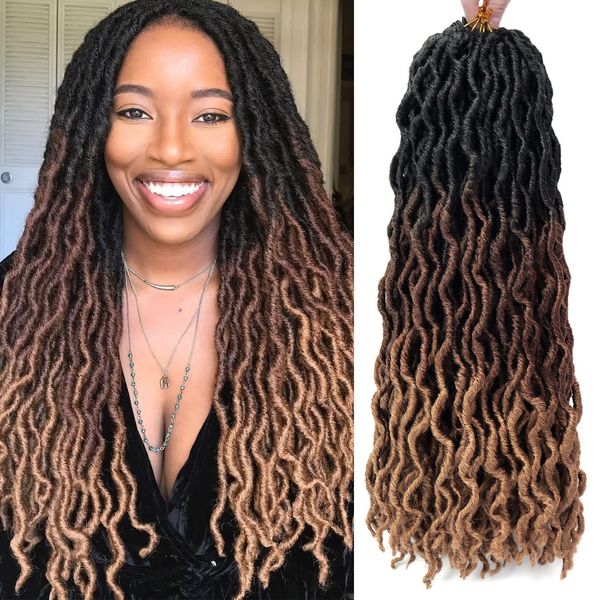 Ombre Gypsy Faux Locs Crochet Trenzado Cabello 3 Tonos Color Ondulado Diosa Locs Extensión del cabello Rizado Gypsy Locs Crochet Hair