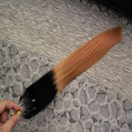 Ombre Hair Extensions Micro Loop Ring Hair Extensions 1G 100G Color 1B / 27 Honey Blond Micro Loop Menselijk Hair Extensions