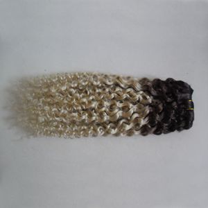 Ombre Haar Weave T1B / 613 Twee Tone Ombre Haar Weave 1pcs / Party Kinky Krullend Onverwerkte Virgin Braziliaans Haar, No Shedding, Tangle Free