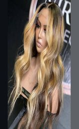 Ombre Highlight Wig Brown Honey Blonde coloré 55039039 Base de soie en dentelle avant perruques de cheveux humains Wig Body T Part Lace Frontal 5261397