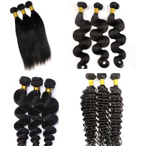 Trames de cheveux brésiliens vierges Bundles de cheveux humains tisse 8-34 pouces non transformés Peruvain indien malaisien mongol vierge extensions de cheveux humains