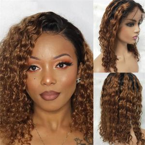 Ombre Perruques de Cheveux Humains # 1B / 30 couleur Vierge Brésilienne 13x6 Lace Front Perruques Vague D'eau 150% Densité Dentelle Frontale Perruques avec des cheveux de bébé