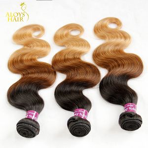 Ombre indien Remy cheveux tissage Grade 8A Ombre indien vague de corps vierge Extensions de cheveux humains 3 pièces trois tons 1b/4/27 # brun blond