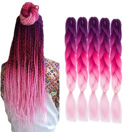 Ombre Jumbo Tressage Cheveux Synthétiques Tresses 24 Pouces 5 Packs / lot Ombre Kanekalon Fibre Crochet Cheveux pour Boîte Tresses Twist Extensions De Cheveux