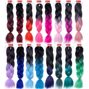 ombre Jumbo trenzas Kanekalon jumbo trenzado cabello sintético dos tonos marley negro marrón JUMBO BRAIDS extensión a granel 24 pulgadas expresión cabello