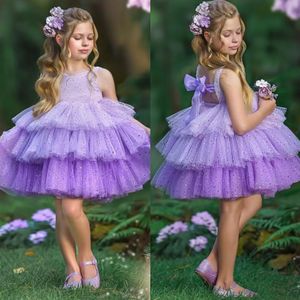 Ombre lavender flower girls robes pailleins Mini girl concours de concours