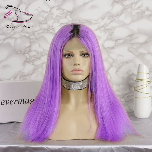 Ombre Lavande Violet Glueless Full Lace Perruques de Cheveux Humains avec des Cheveux de Bébé Pré Cueillis 130% Densité Brésilienne Vierge Cheveux Lace Front Perruques