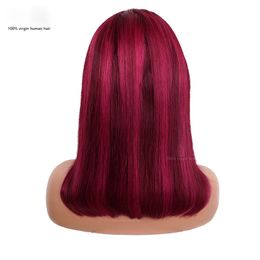 Ombre rosa claro rosa oscuro resaltado TPart Bob peluca peruana virgen cabello humano sedoso recto 150% 180% 210% densidad