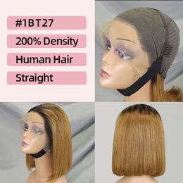 Ombre Medium Brown Color Lace Wig BoboAir Full frontal Bobo Hair Wig Human Heuvrairiez Real Headgear Shortwigs Humanhair Wig