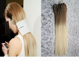 Ombre micro boucle anneaux faciles perles extensions de cheveux 1g 100g 6 613 Extensions de micro-perles de cheveux humains blonds7497962