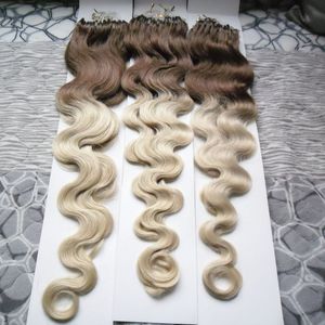 Ombre Micro Ring Hair Extensions Body Wave Micro Loop Menselijk Hair Extensions 300s Menselijk Hair Extensions Micro Kraal Europees 300G