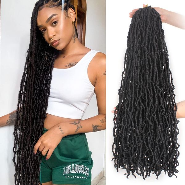 Ombre New Faux Locs Crochet Hair Trenzas de ganchillo sintéticas Ondulado Suave Faux Locs Dreadlocks Trenzado Extensión del cabello