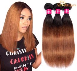 Ombre péruvienne cheveux raides paquets 1b 30 cheveux vierges droits péruvien cheveux humains armure faisceaux Gaga queen5810975