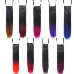 Ombre Paardenstaarten synthetische rechte paardenstaart met Koord Lint haarstukken 20 inch 150g hair extensions mode stijl