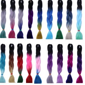 Ombre synthetische vlechten haar bulk extensions 24inch 100 g drie kleuren jumbo vlechten haar henlon vezel