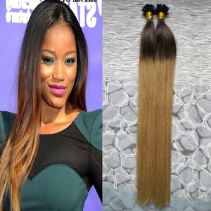 Ombre T1B / 27 Braziliaans Steil Haar 100G Rey Ombre Menselijk Haar Flat Tip Hair Extensions 100s 4B 4C