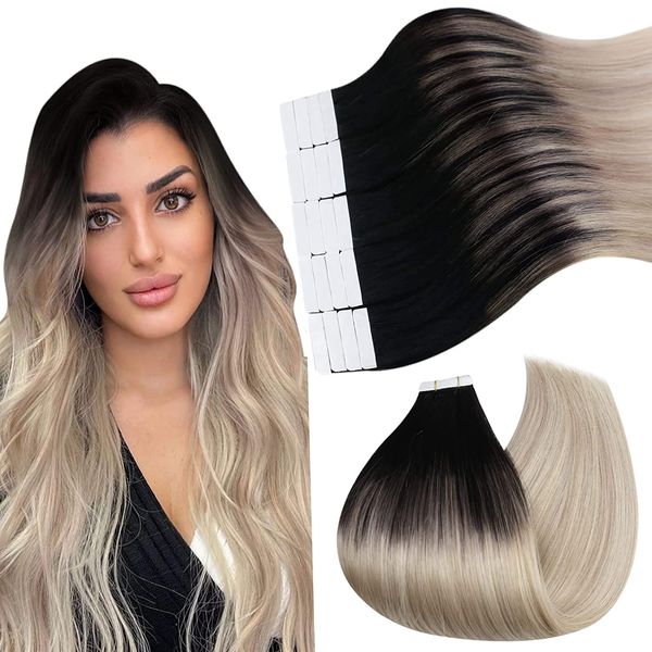 Ombre Tape in Human Hair Extensions Balayage Ash Blonde couleur Invisible tape ins extension 100g / 40pcs