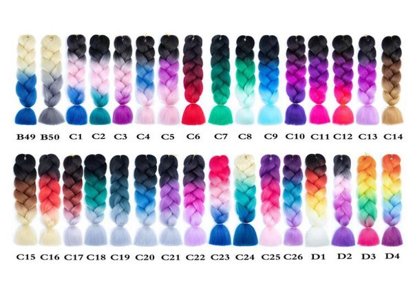 Ombre Trois Couleurs Tressage Synthétique Cheveux 24 pouces Usine Jumbo Tresses Kanekalon Xpression Tressage Cheveux Crochet Tresses Ha7763354