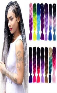 Ombre Tres colores Sintético Xpression Trenzado de cabello 24 pulgadas 100 gpack Jumbo Trenzas Kanekalon Xpression Trenzado de cabello Crochet Bra7691430