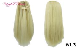 OMBRE valentines cadeau queue de cheval pince à griffes extension de cheveux Extensions de cheveux synthétiques queue de cheval 24039039 Clip synthétique droit9592253