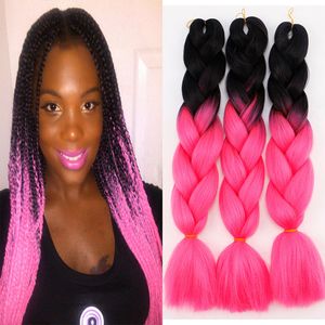 Ombre xpression tresser les cheveux deux tons de crochet jumbo tresses de poils synthétiques extensions 24 pouces tresse 100% kanekalon wh0247