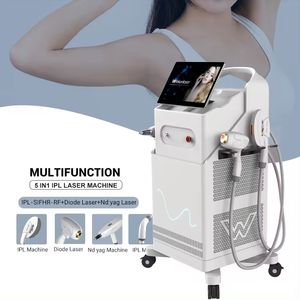 OME 5 IN 1 ND YAG PICO Laser Tatouage Laser Permanent 808NM DIODE DIODE Laser Épilation de la coiffure SEULTRE RECLARATION DU FRECKLE RF DIODE DIODE E-LUM