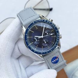 OMEA Six Agujas Sapphire Planet Moon Mensificaciones para hombres Funciones completas CRONOGRO MENOS MIRDS MISIÓN A MERCURY 42MM Nylon Limited Edition Master Wristwatchs