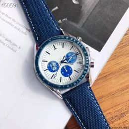 Omeg 2023 Nieuwe zes drie Stitches Luxury Mens Watches Quartz kijken Hoogwaardige topmerkontwerper Clock Lederen Belt Men Mode Accessoires Holiday Gifts Orologi