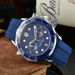 Omeg montres-bracelets pour hommes 2022 nouveaux hommes montres tous les cadrans travail montre à quartz de haute qualité haut de gamme marque de luxe chronographe horloge Rubber178s