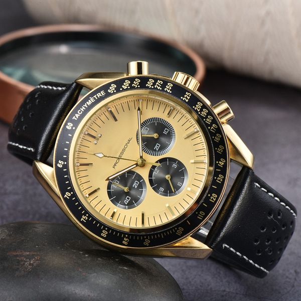 Omeg montres-bracelets pour hommes 2023 nouveaux hommes montres tous les cadrans travail montre à quartz de haute qualité haut de gamme marque de luxe chronographe horloge hommes accessoires de mode ceinture en cuir