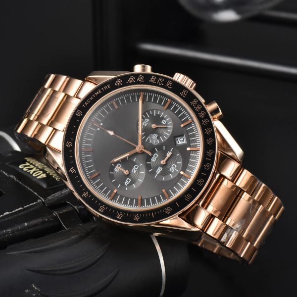 OMEGAS 2023 Nouvelle montre pour hommes Six aiguilles Trois yeux Montre à quartz de haute qualité Top marque de luxe Chronographe Horloge montre Bracelet de montre en acier inoxydable Montres de mode pour hommes