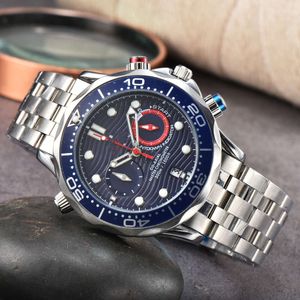 Omegwatch luxe ontwerper Omegwatches Quartz Watchsteel Belt met dezelfde prijs Solid Steel Full Function Timing Men's Quartz Kijk nieuw