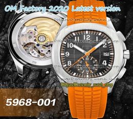 OMF 2020 Super Version Sport Watches 5968A001 Gradientes Dial Eta 7750 CH 28520 Cronógrafo Automático 5968 Mens Watch Steel Case 7803482