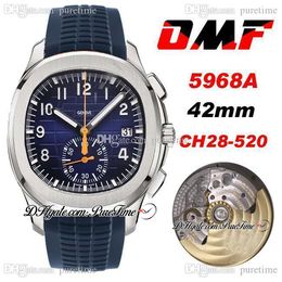 OMF 5968A ETA A7750 A520 Automatische Chronograph Mens Watch Steel Case Black Blue Texture Dial Rubberen Strap Date Spure Edition 2021 PTPP Puretime C2