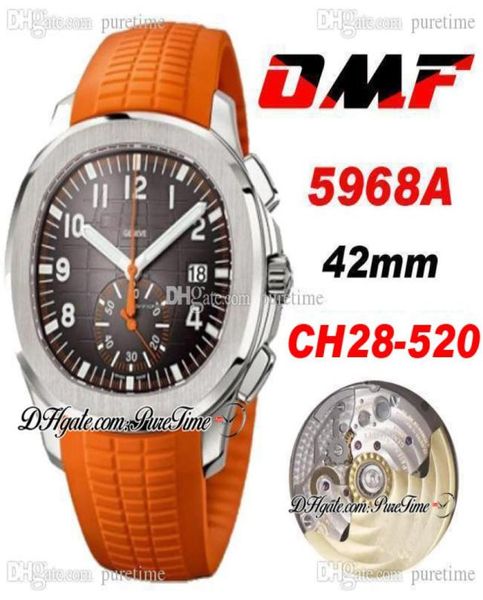 OMF 5968A ETA A7750 A520 Chronographe Automatic Mens Watch Arey Case Grey Texture Calance Orange Rubber Strap Date Spure Edition 20213945511